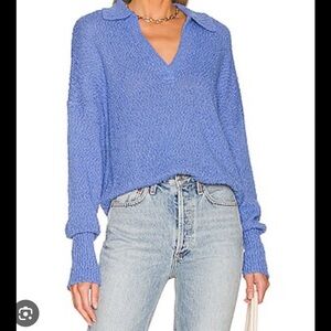 Pistola Textured Blue V-Neck Sweater